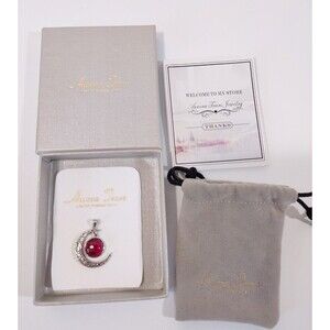 Aurora Tears Sterling Silver Crescent Moon July Birthstone Pendant